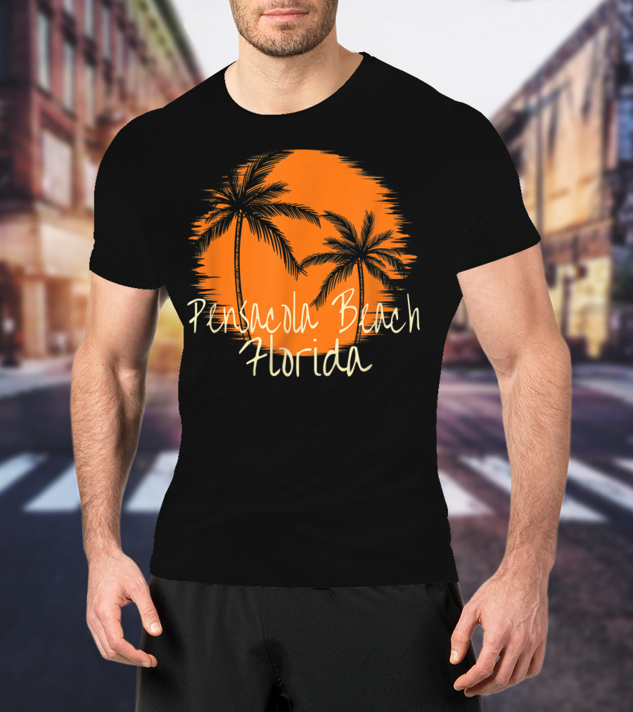 Pensacola Beach Florida Vacation Souvenir Sun Palm Trees T-Shirt