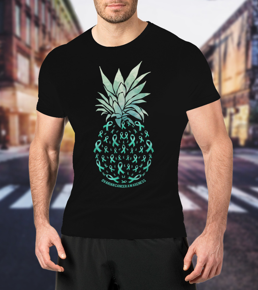 Pineapple Ovarian Cancer Awareness Ribbons T-Shirt