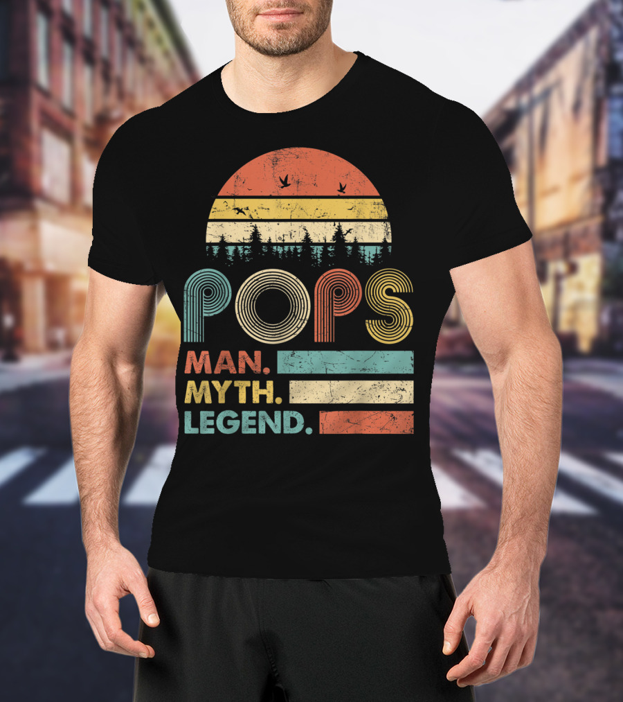 Pops The Man The Myth The Legend Retro Sunset T-Shirt