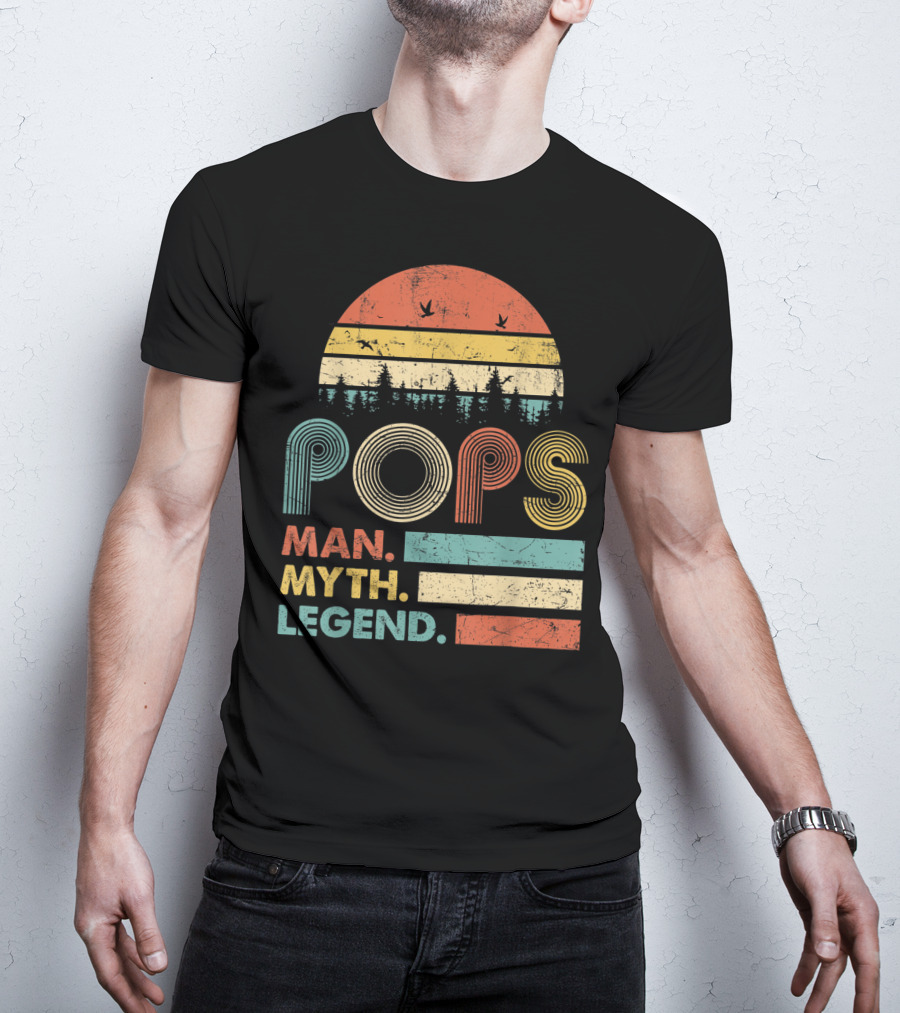 Pops The Man The Myth The Legend Retro Sunset T-Shirt