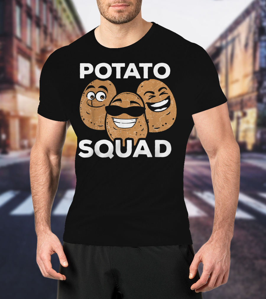 Potato Squad Cute Funny Potato Lover Smiling Cartoon Faces T-Shirt