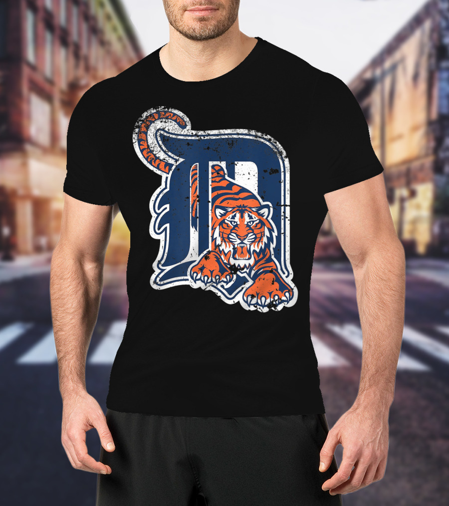 Tiger Mascot Distressed Detroit T-Shirt