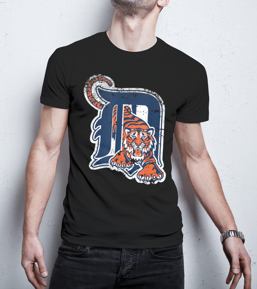 Tiger Mascot Distressed Detroit T-Shirt