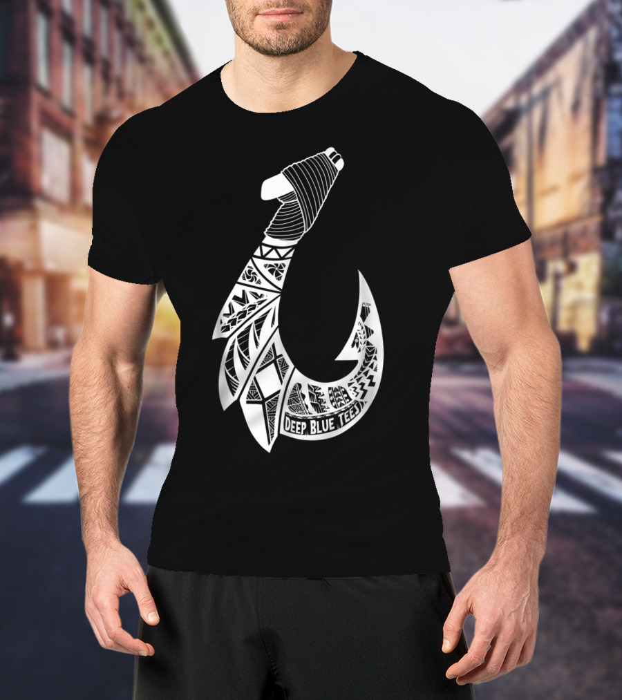Tribal Hawaiian Hook By Deep Blue T-Shirt