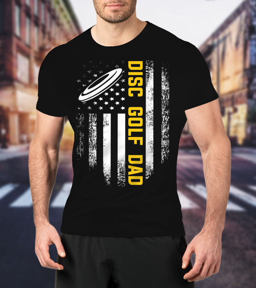 Disc Golf Dad American Flag Vintage Father's Day T-Shirt
