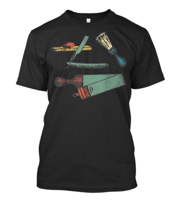 Barbershop Tools Vintage Shaving Straight Razor Brush T-Shirt