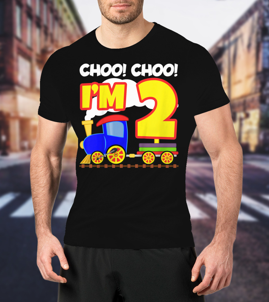 Choo Choo I'm 2 Year Old Train Birthday Toddler Fun T-Shirt