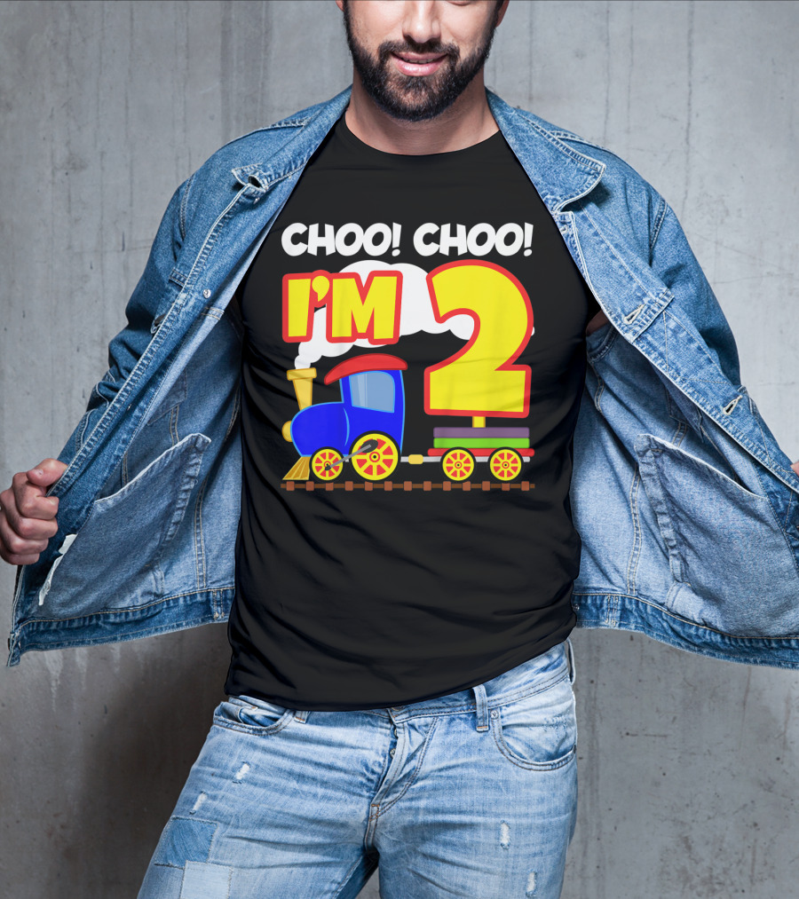 Choo Choo I'm 2 Year Old Train Birthday Toddler Fun T-Shirt