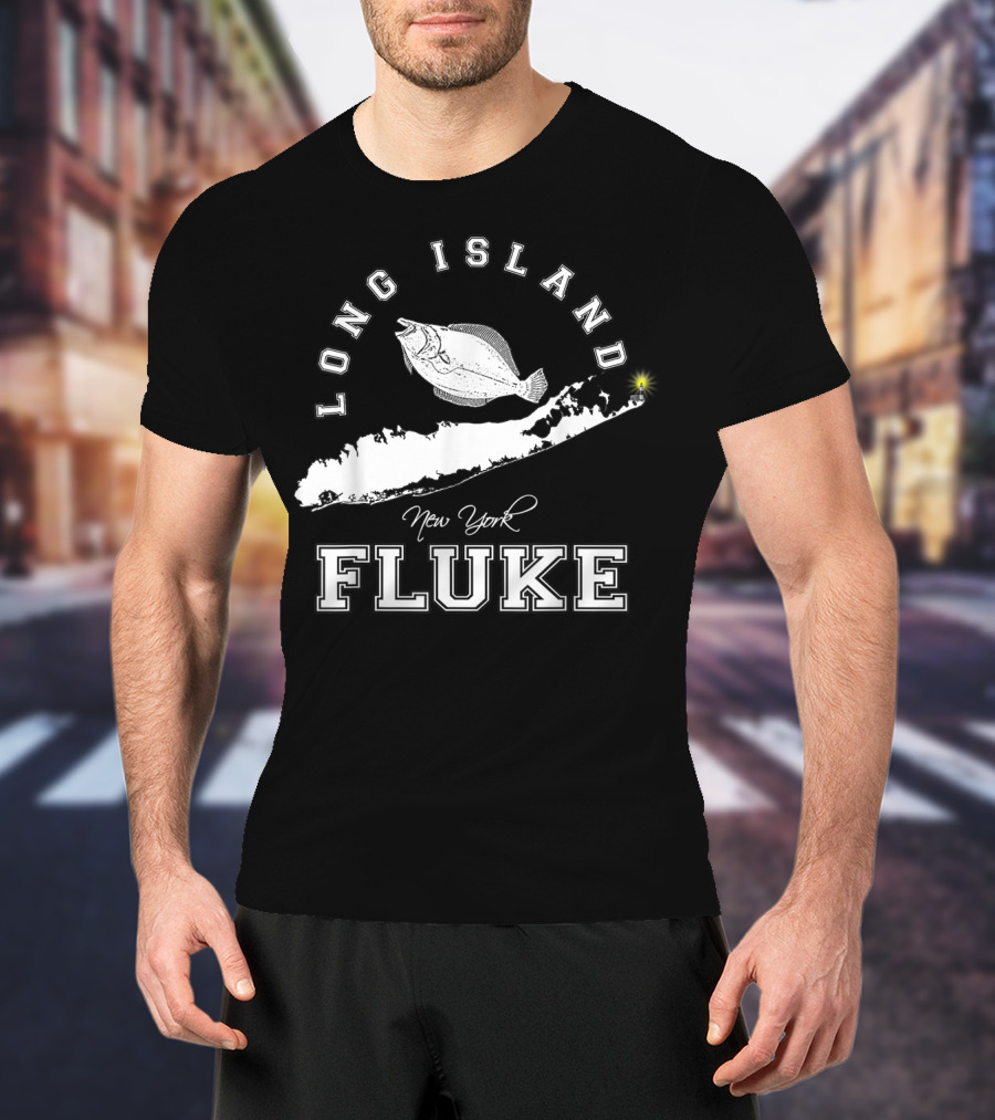 Long Island New York Fluke Fishing Map T-Shirt