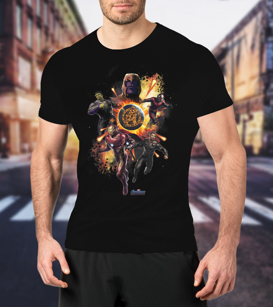 Marvel Avengers Endgame Thanos Iron Man Hulk Captain America Ant-Man Planet Explosion T-Shirt