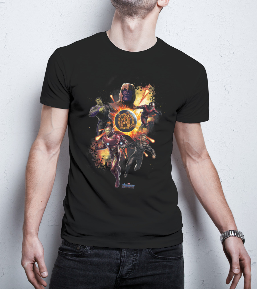 Marvel Avengers Endgame Thanos Iron Man Hulk Captain America Ant-Man Planet Explosion T-Shirt