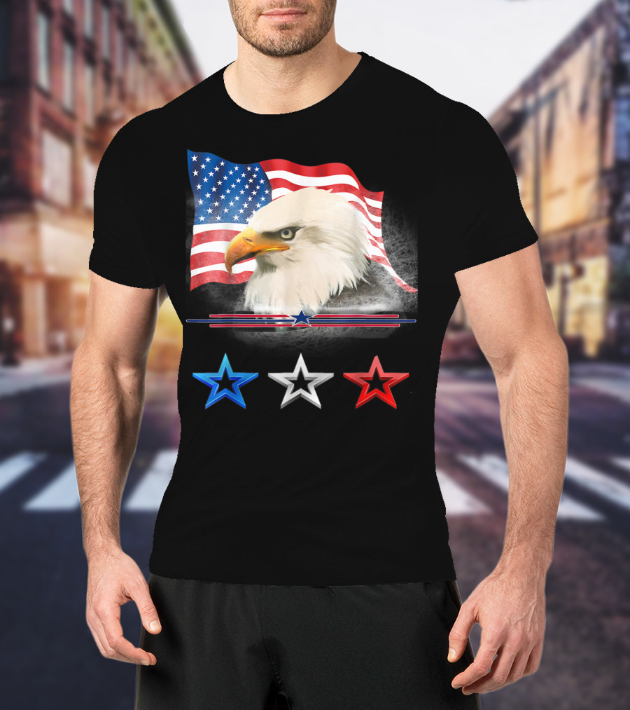 American Flag Eagle With Red White Blue Stars T-Shirt