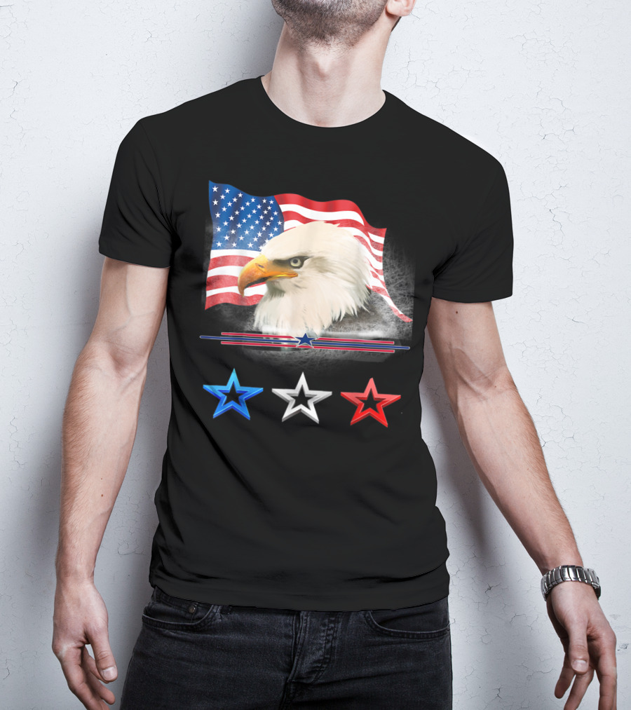 American Flag Eagle With Red White Blue Stars T-Shirt