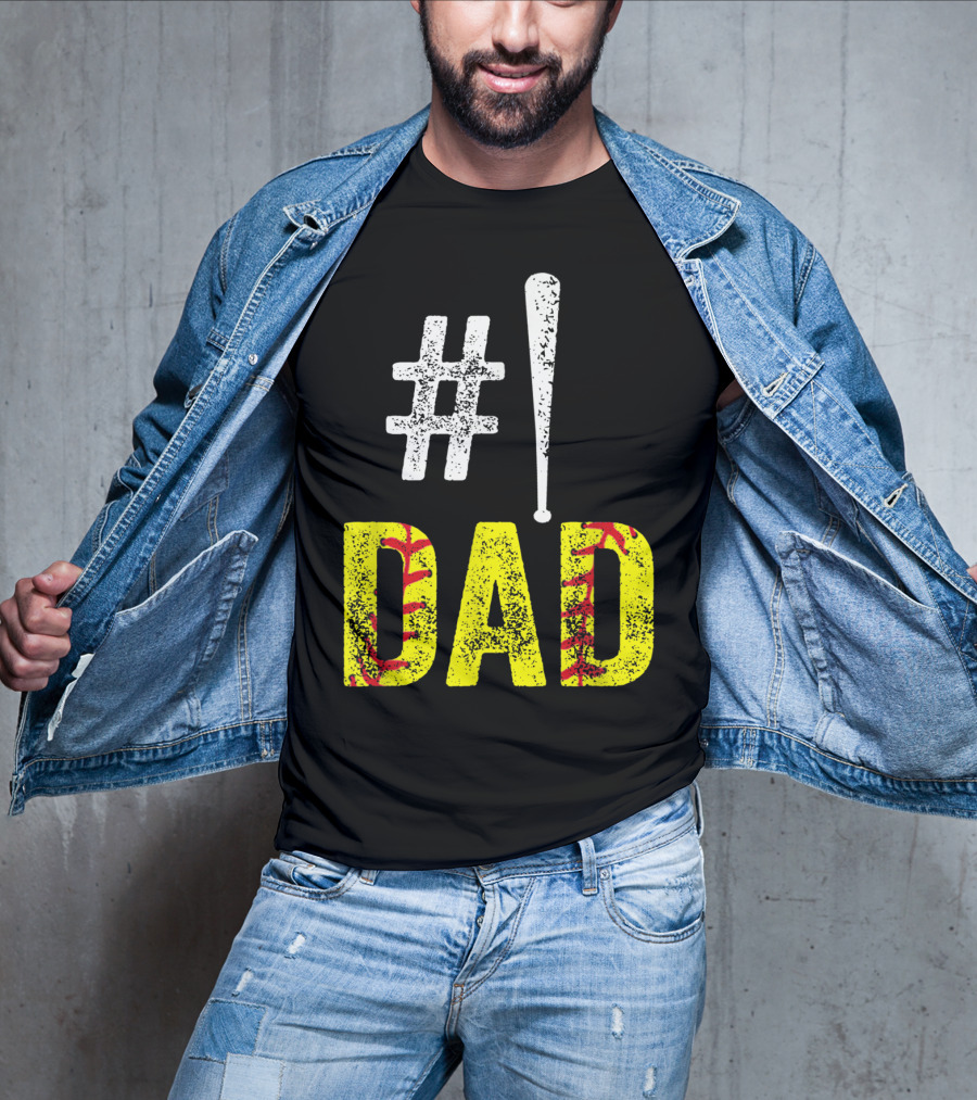 1 Dad Baseball Softball Funny Daddy T-Shirt