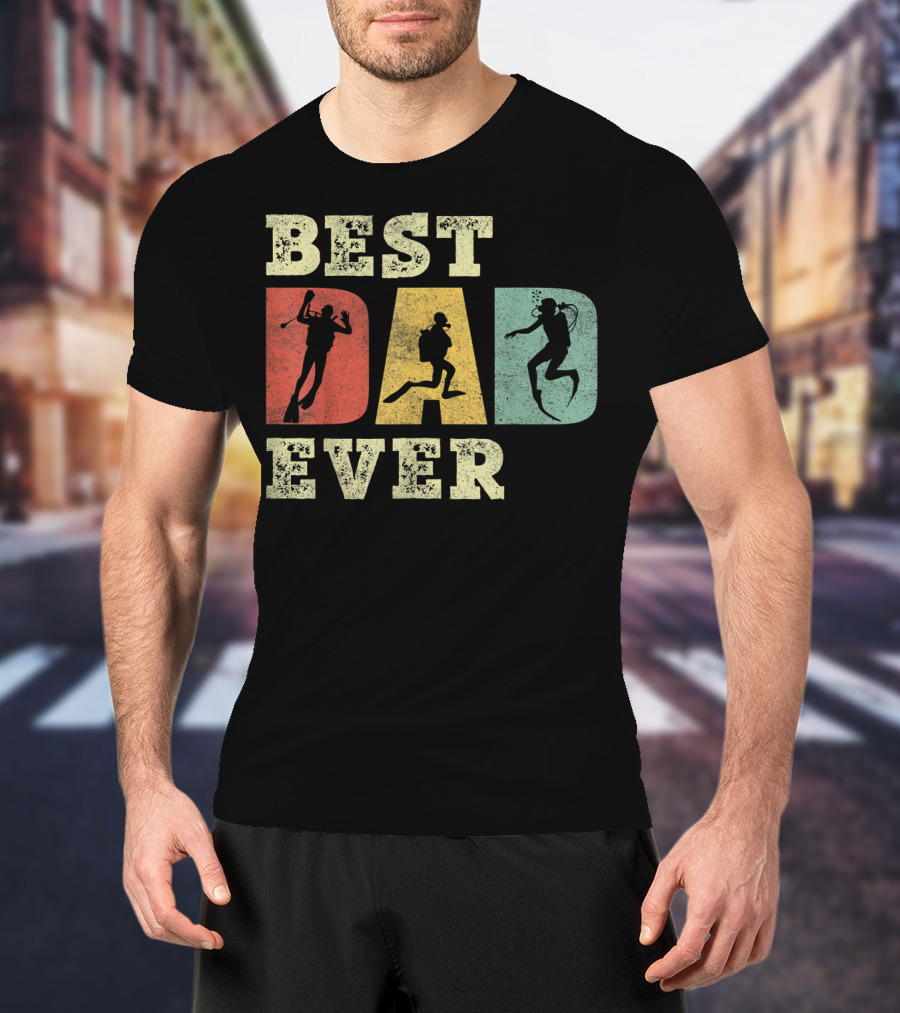 Mens Best Dad Ever With Scuba Diving T-Shirt