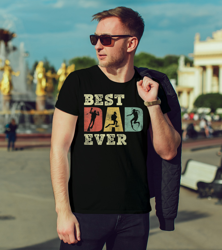 Mens Best Dad Ever With Scuba Diving T-Shirt