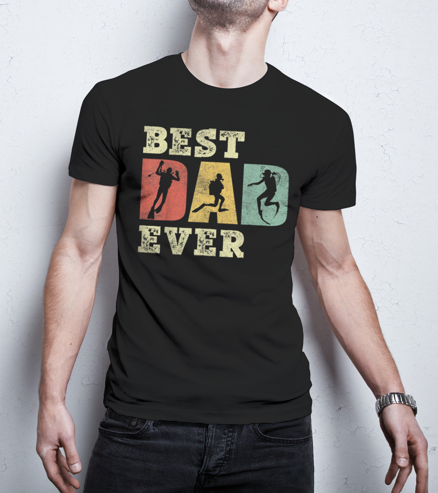 Mens Best Dad Ever With Scuba Diving T-Shirt