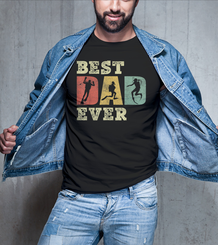 Mens Best Dad Ever With Scuba Diving T-Shirt