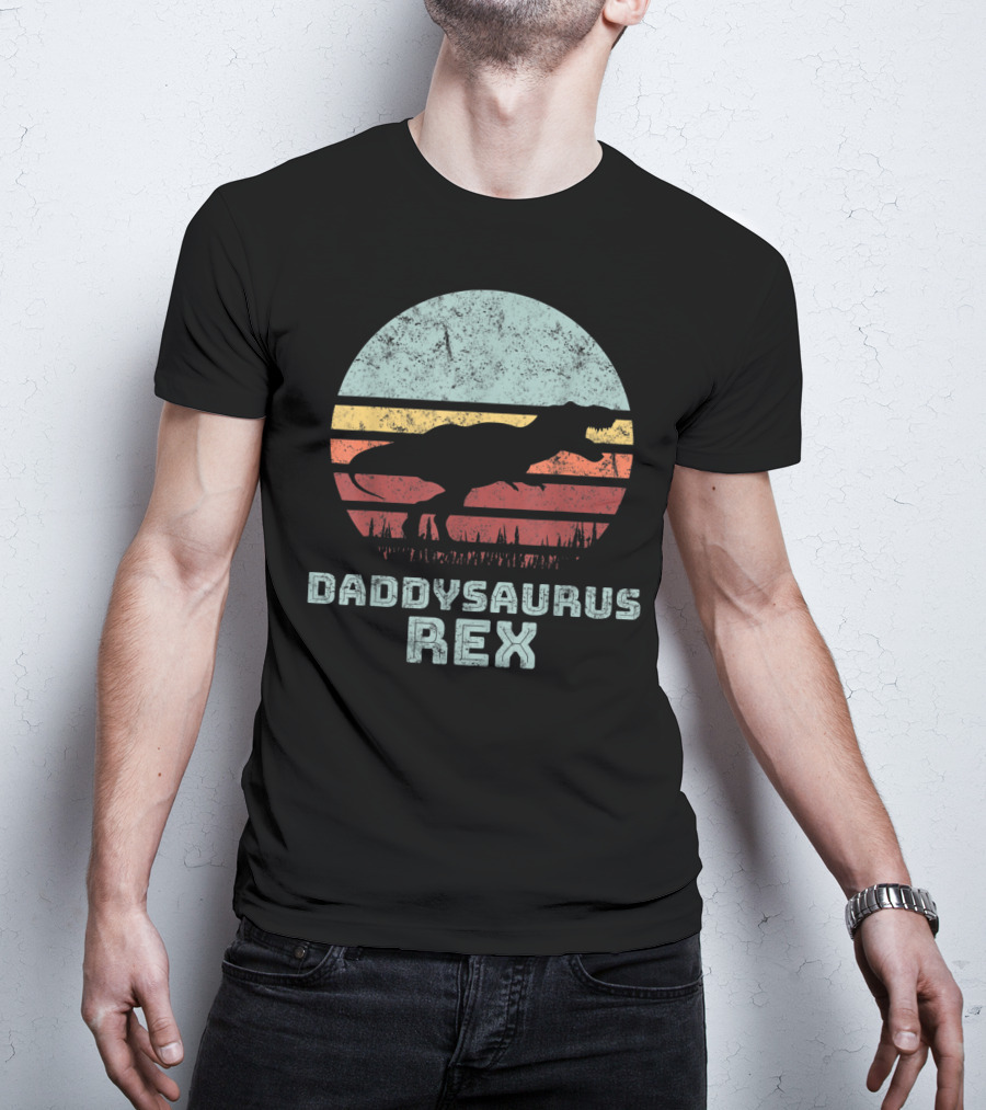 Daddysaurus Rex TRex Sunset Dinosaur Father's Day T-Shirt