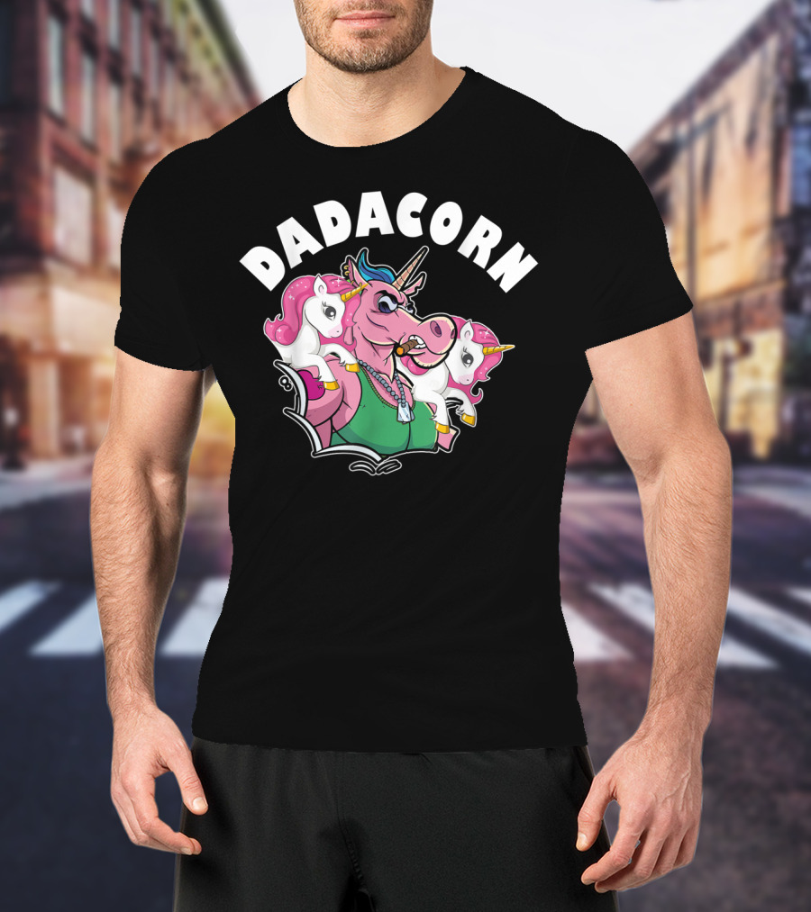 DADACORN Mens Funny Twin Dad Unicorn T-Shirt