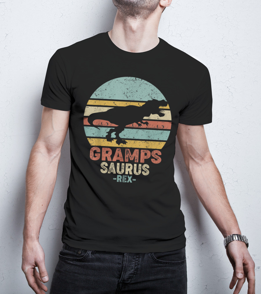 Grampsaurus Dinosaur Vintage Rex Retro Stripes T-Shirt