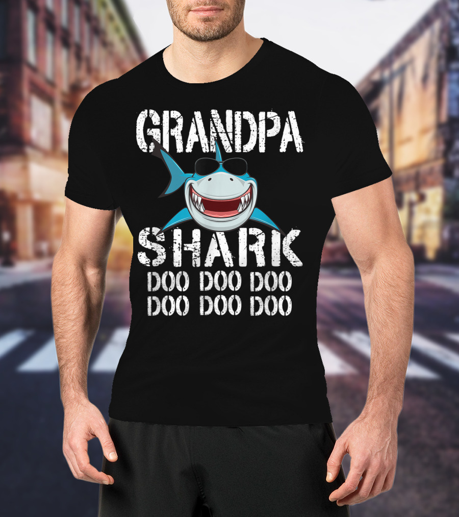 Grandpa Shark Doo Doo Doo Sunglasses Smile Family T-Shirt