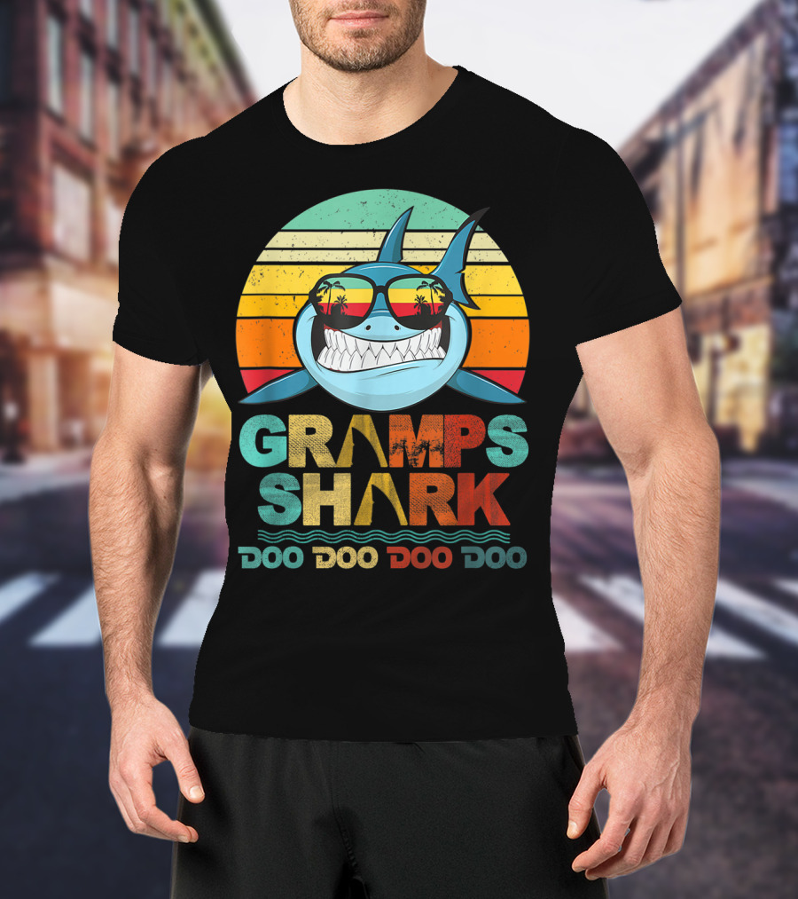 Gramps Shark Doo Doo Doo Doo Mens Vintage Funny T-Shirt