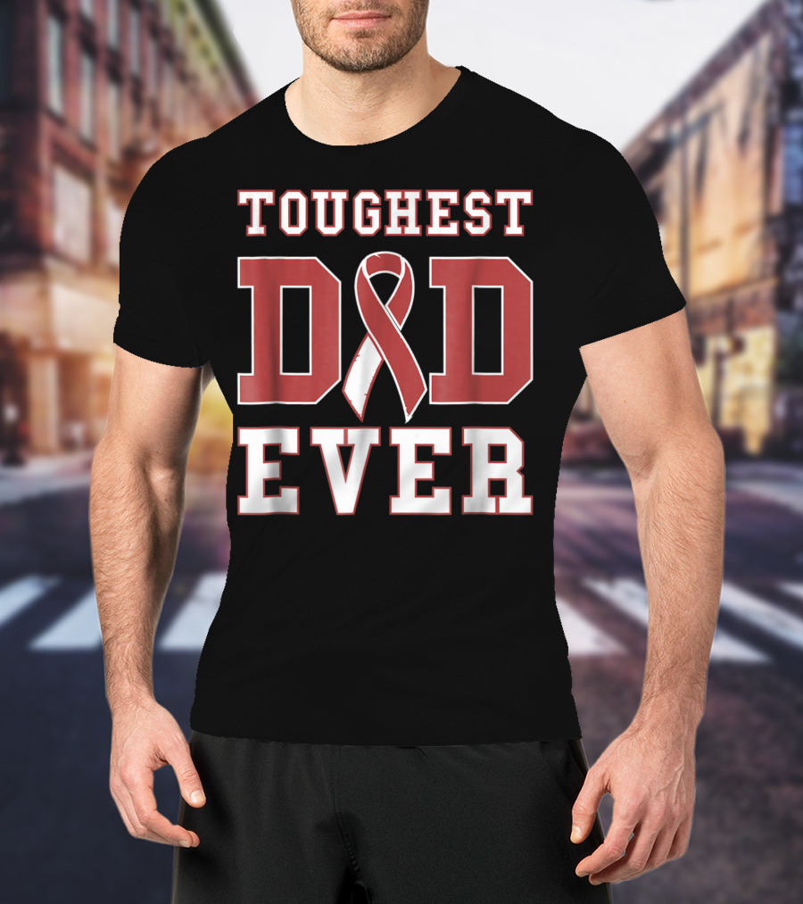 Toughest Dad Ever Head Neck Cancer Survivor Ribbon T-Shirt