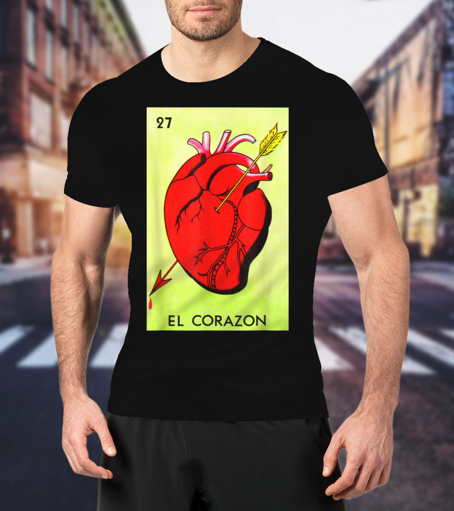 Mexican Loteria Card 27 El Corazon Heart With Arrow T-Shirt