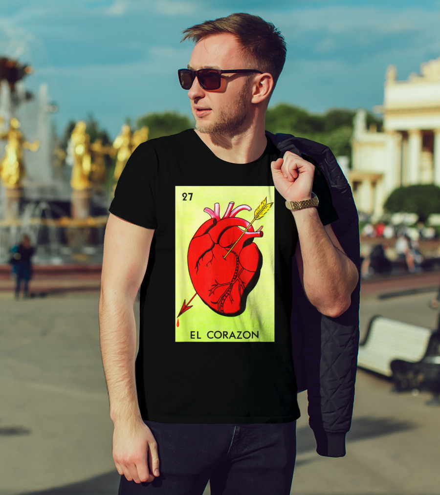 Mexican Loteria Card 27 El Corazon Heart With Arrow T-Shirt