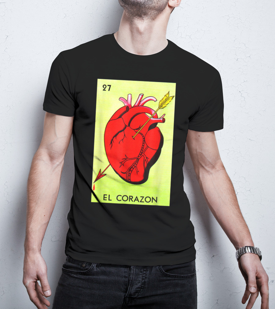 Mexican Loteria Card 27 El Corazon Heart With Arrow T-Shirt