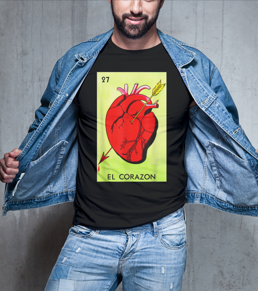 Mexican Loteria Card 27 El Corazon Heart With Arrow T-Shirt