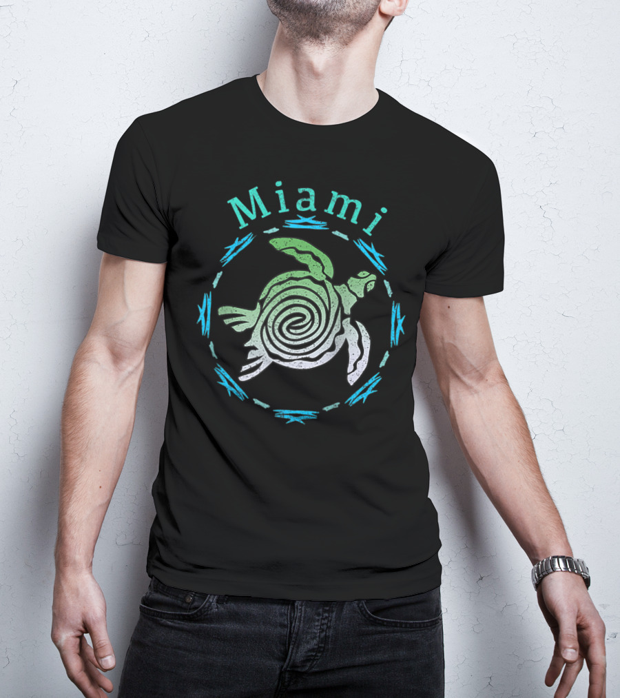 Miami Spiral Tribal Turtle Vintage Raglan T-Shirt