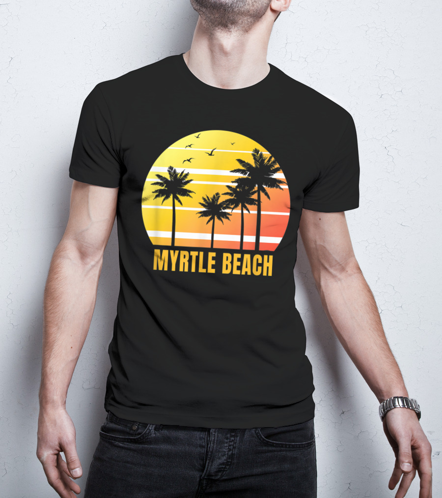 Myrtle Beach South Carolina Palm Trees Sunset Vacation Souvenir T-Shirt