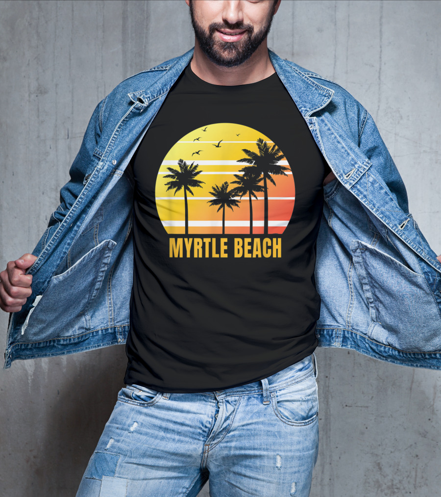 Myrtle Beach South Carolina Palm Trees Sunset Vacation Souvenir T-Shirt