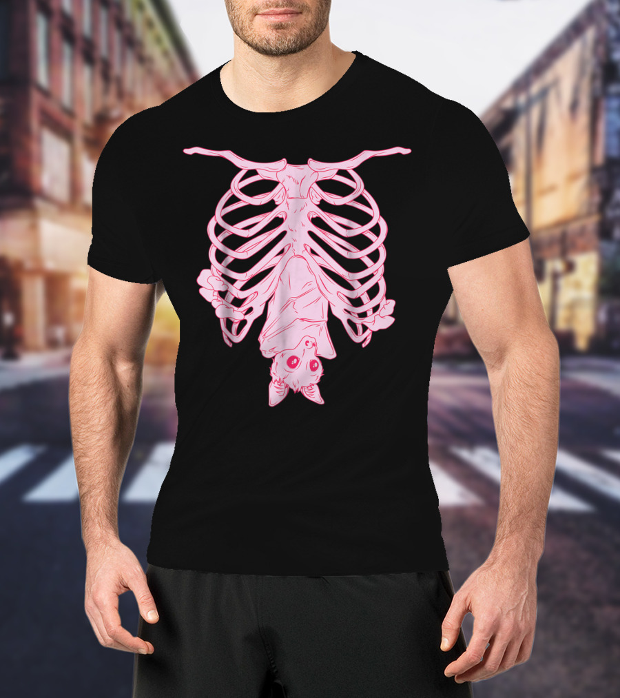 Nu Goth Pastel Bat With Skeleton Aesthetic T-Shirt