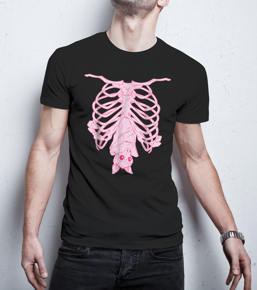 Nu Goth Pastel Bat With Skeleton Aesthetic T-Shirt