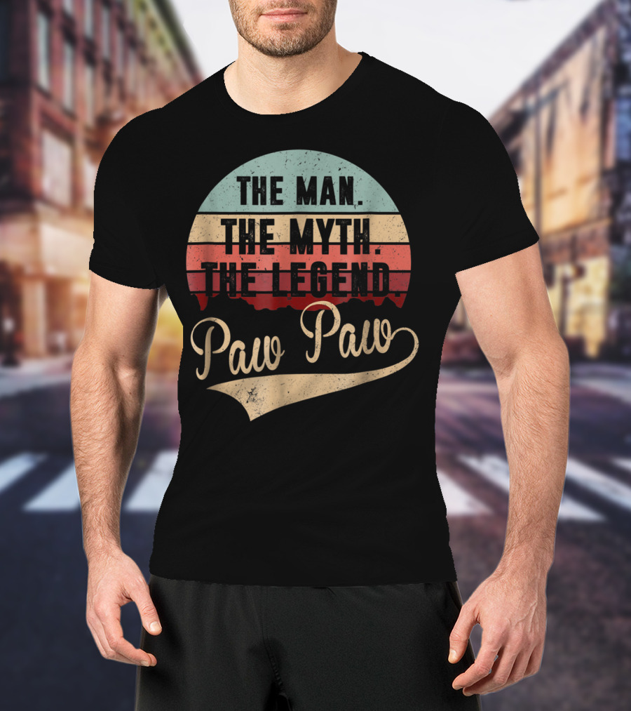 Paw Paw The Man The Myth The Legend Retro Vintage Sunset T-Shirt