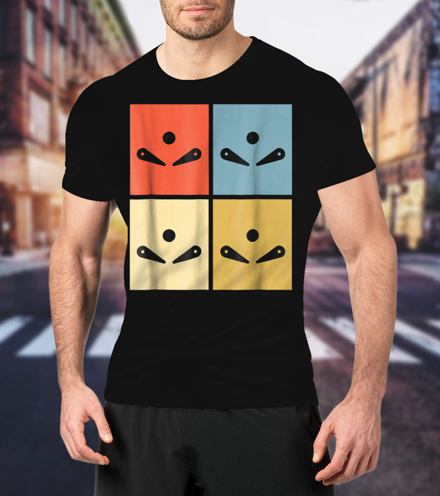 Pinball Colorful Flipper Pop Art Blocks T-Shirt