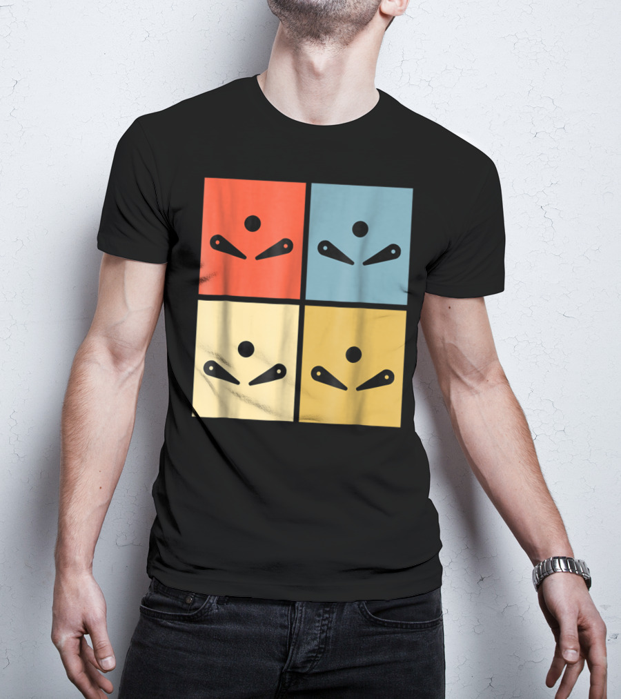 Pinball Colorful Flipper Pop Art Blocks T-Shirt