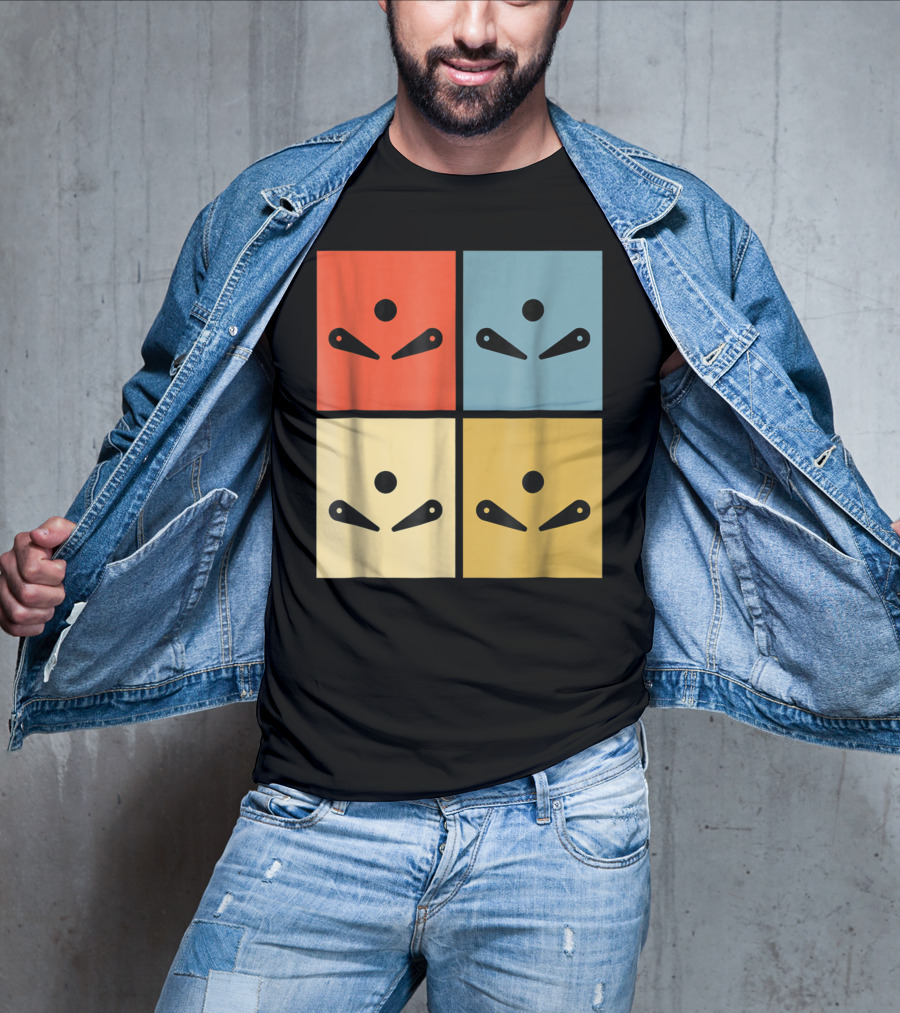 Pinball Colorful Flipper Pop Art Blocks T-Shirt