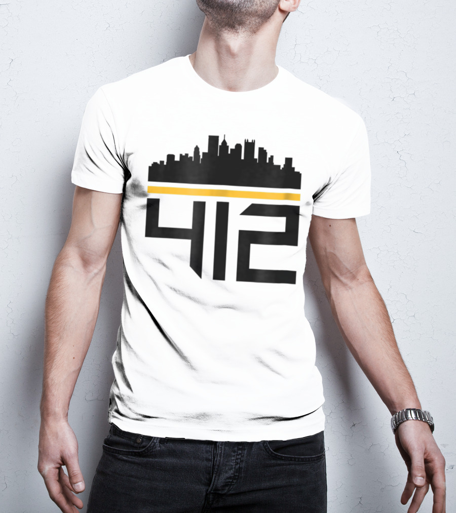 Pittsburgh Skyline 412 Steel City Black And Gold T-Shirt