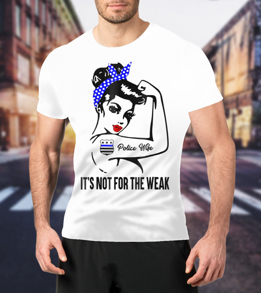 Police Wife Strength Blue Polka Dot Bandana Icon Tattoo T-Shirt