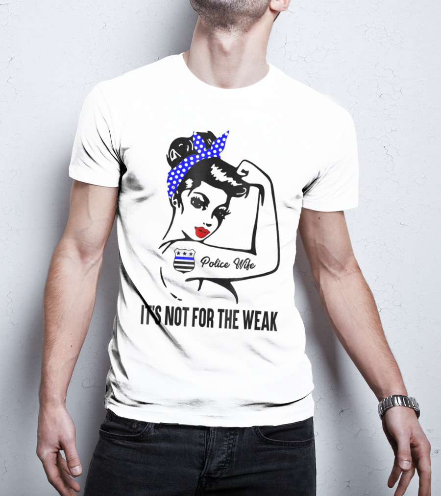 Police Wife Strength Blue Polka Dot Bandana Icon Tattoo T-Shirt