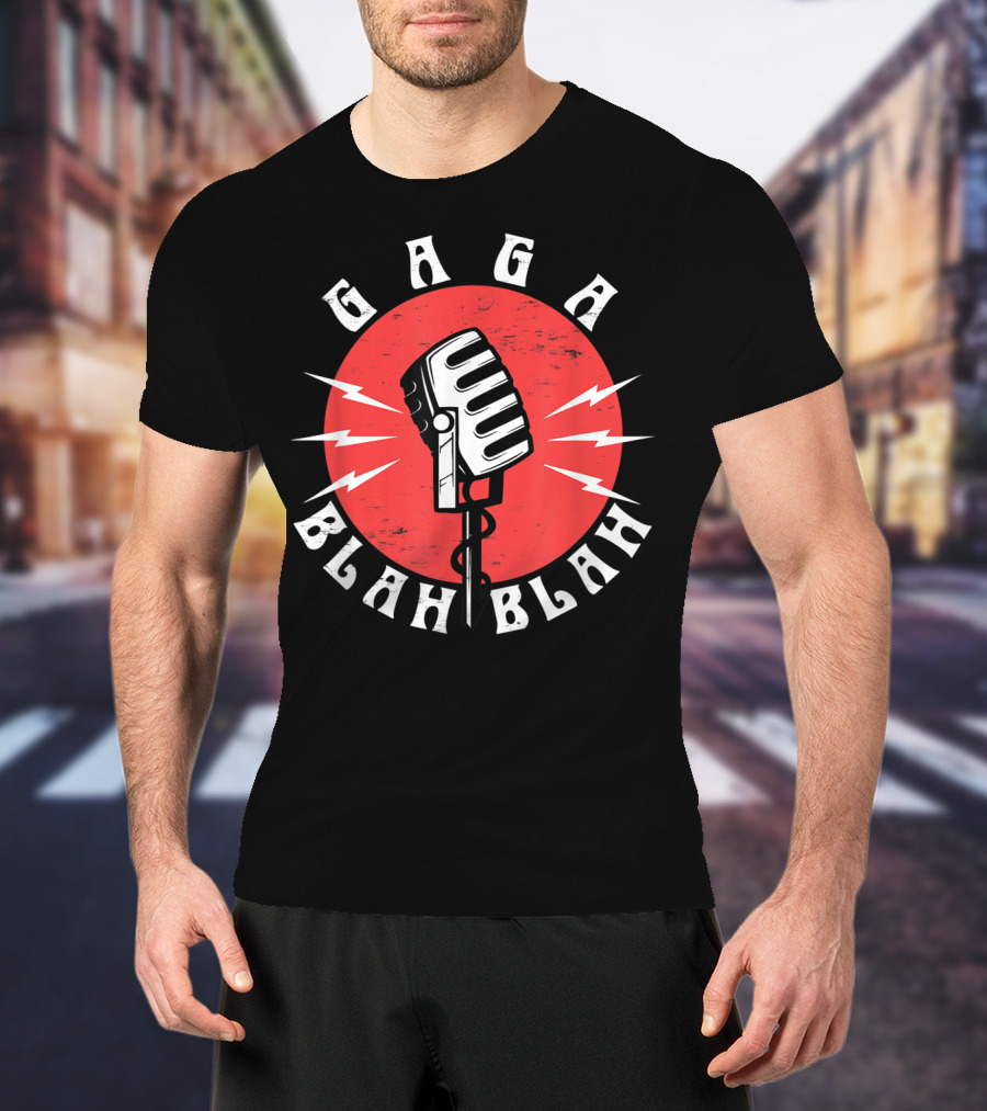 GAGA BLAH BLAH Vintage Microphone Red Circle T-Shirt