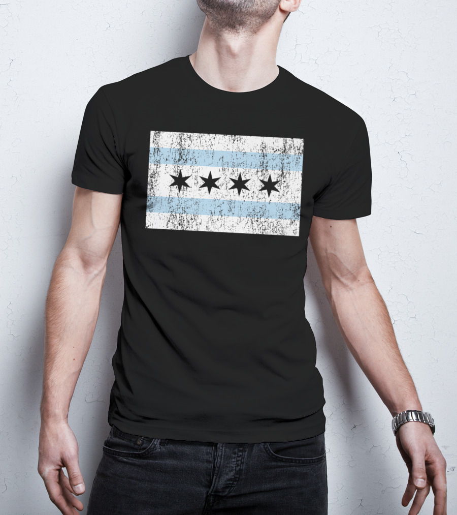 Distressed Vintage Chicago Flag With Grunge Texture T-Shirt