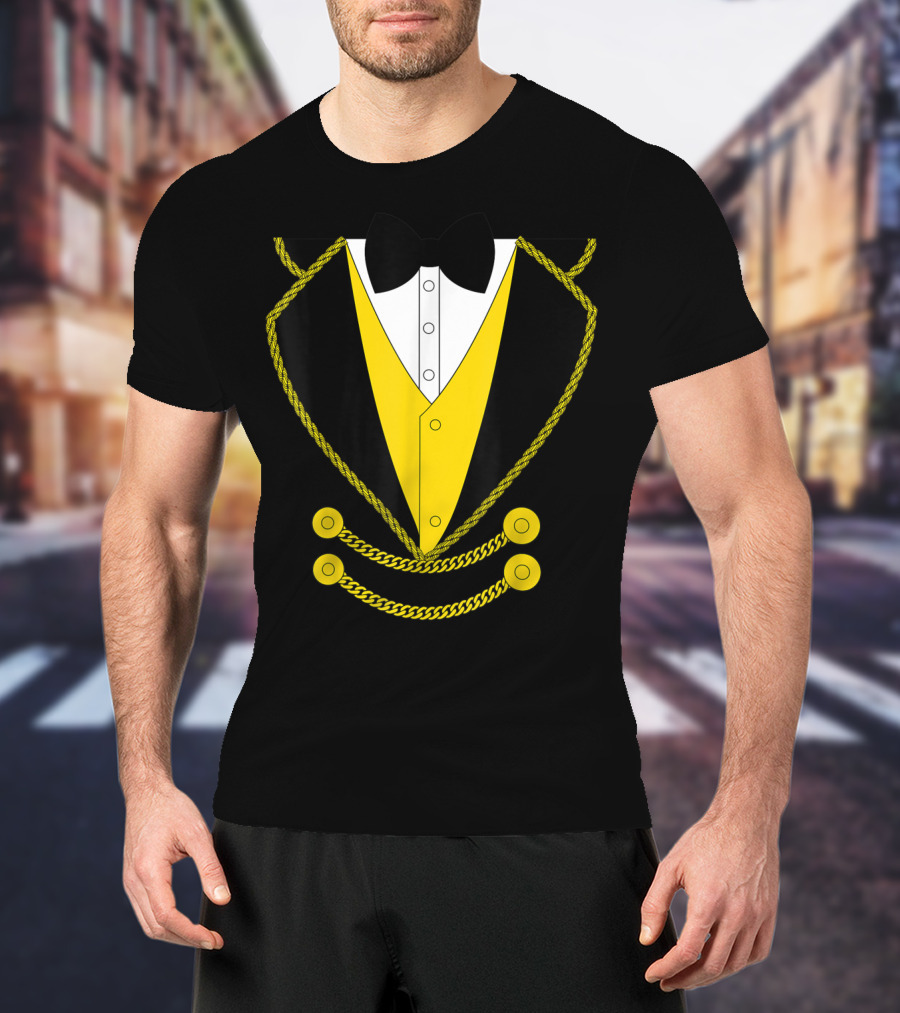 Ringmaster Costume Kids Circus Showman Outfit Black Yellow Tuxedo Bow Tie T-Shirt