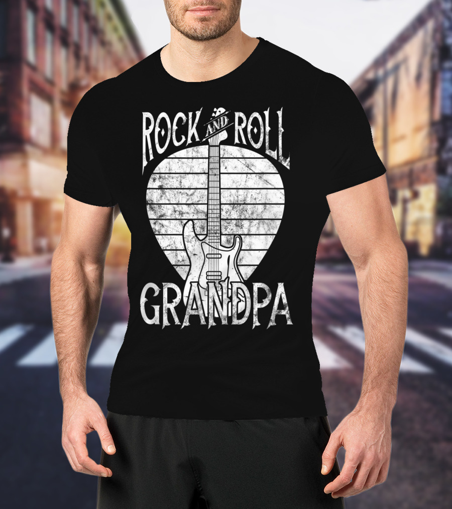 Rock And Roll Grandpa Vintage Guitar Player Iconic T-Shirt