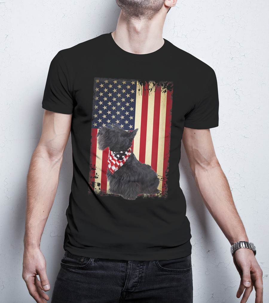 Scottish Terrier American Flag Bandana T-Shirt