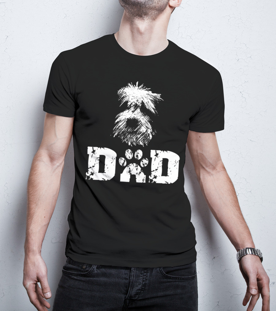 Sheepadoodle Dad Doodle Dog Paw Prints T-Shirt
